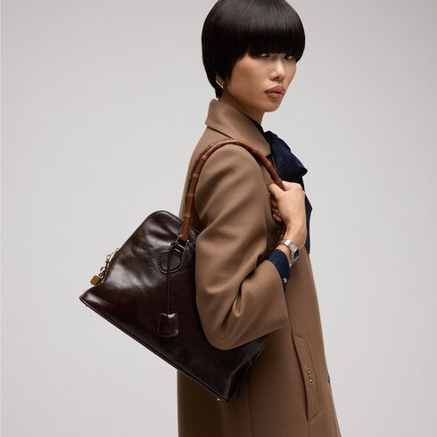 Medium bamboo-effect top handle bag