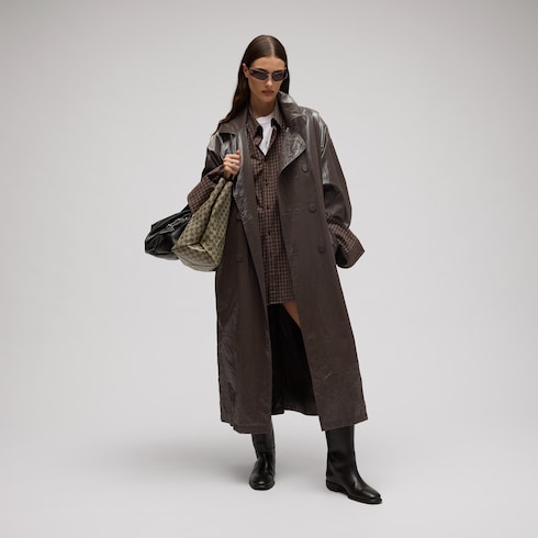 Manteau en coton technique froissé