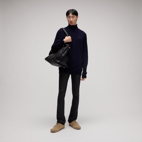 Coated stretch cotton denim pants