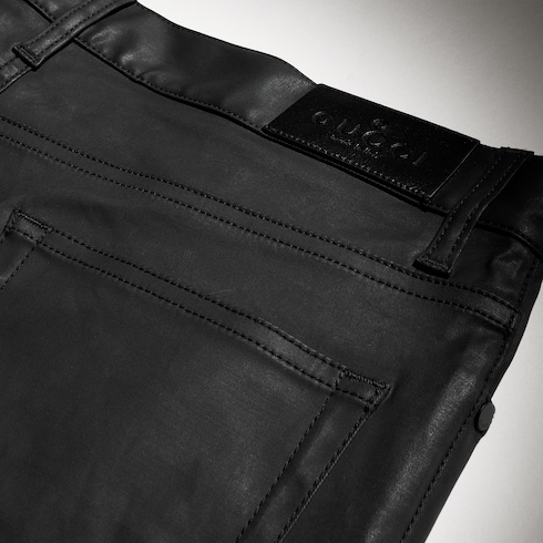 Coated stretch cotton denim pants