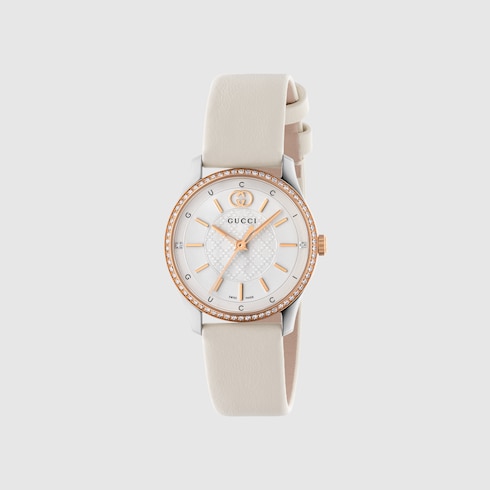 G-Timeless watch, 29mm in white leather | GUCCI® US