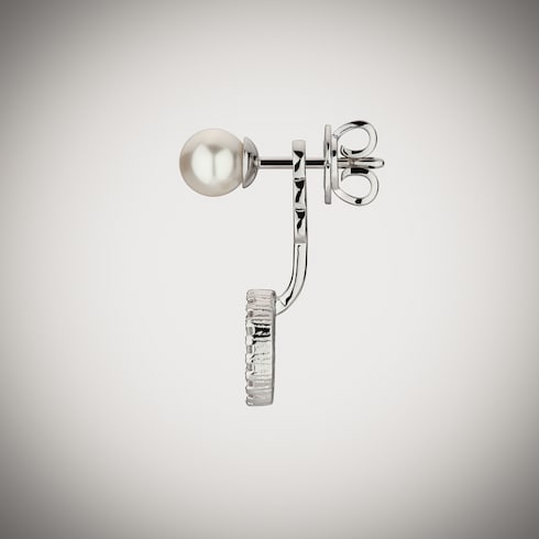 Pearl and crystal ear jacket earrings