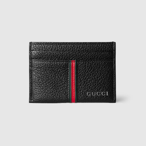 Gucci製タイプライターケース Card case with Web in black leather | GUCCI® US