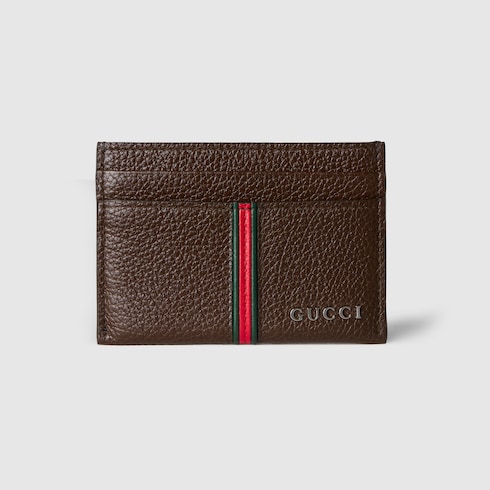 Card case with Web in dark brown leather | GUCCI® US