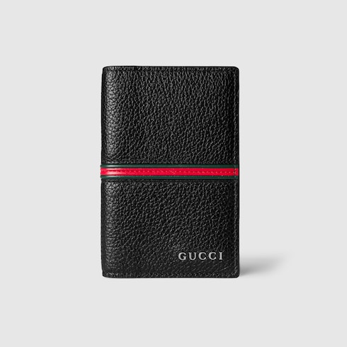 Card case with Web in black leather | GUCCI® US