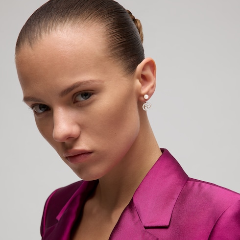 Pearl and crystal ear jacket earrings