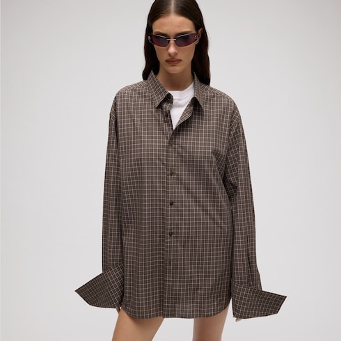 Camicia a quadri in popeline di cotone