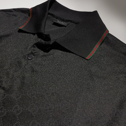 GG stretch nylon jacquard polo shirt