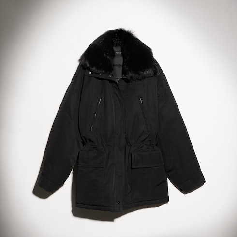 Chaqueta de falla de algodón técnico con 'shearling'