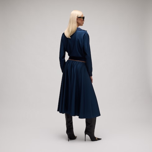 印花亮面垂坠弹力桑蚕丝半裙