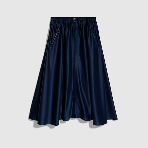 Printed shiny fluid stretch silk skirt