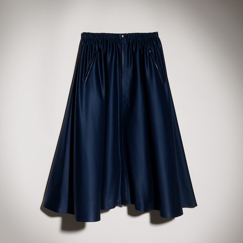 Printed shiny fluid stretch silk skirt