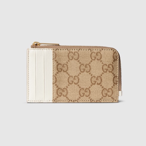 Zip card case with color slots in sand and brown GG canvas | GUCCI® SE