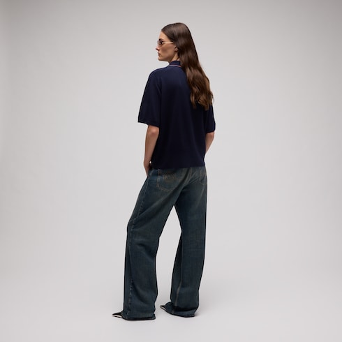 Poloshirt aus Kaschmirstrick mit Web