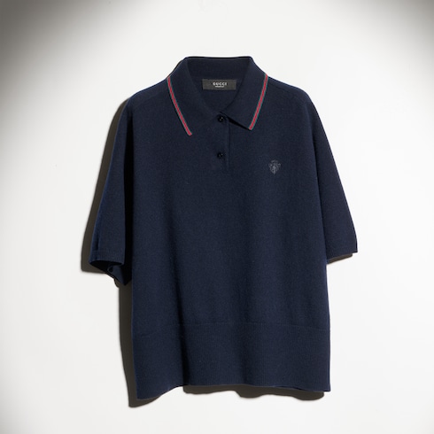 Poloshirt aus Kaschmirstrick mit Web