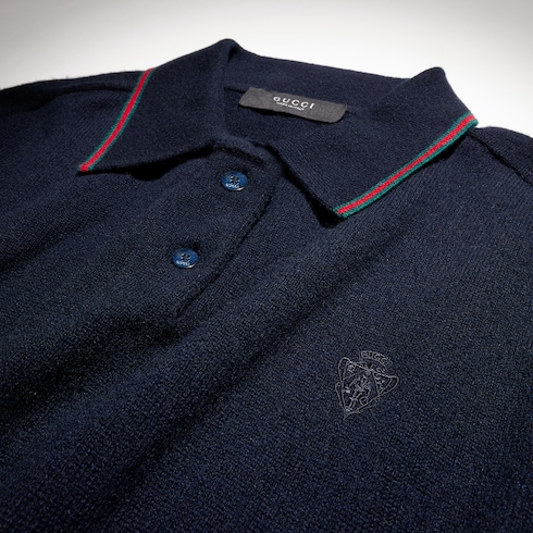 Poloshirt aus Kaschmirstrick mit Web