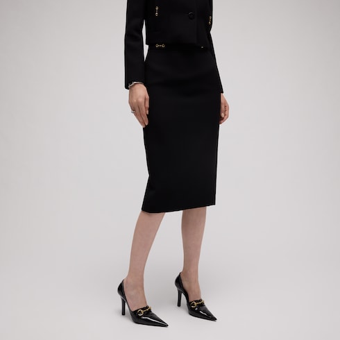 Wool crêpe skirt with Horsebit