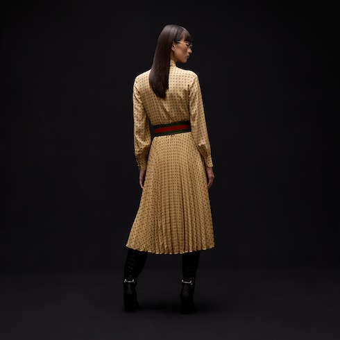 Vestido camisero de habotai de seda estampado