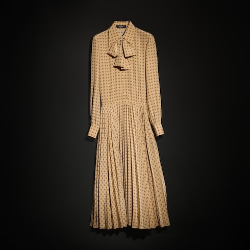 Robe chemisier en soie habotai imprimée