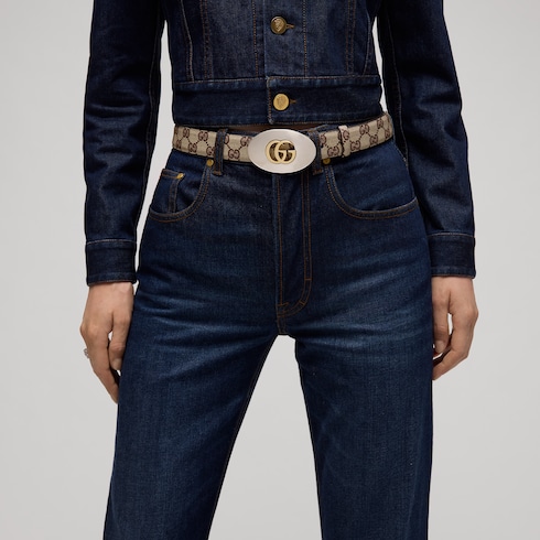 Belt with Double G plaque buckle