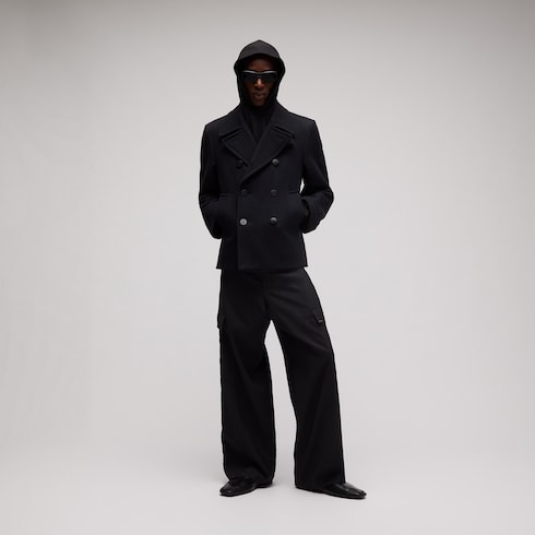 Cappotto in lana feltrata con ricamo