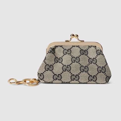 Key pouch charm in beige and black GG canvas | GUCCI® US