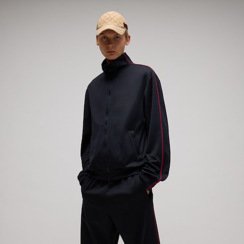 Shiny technical jersey zip jacket
