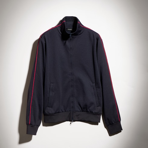 Jacke aus glänzendem, technischem Jersey mit Reißverschluss