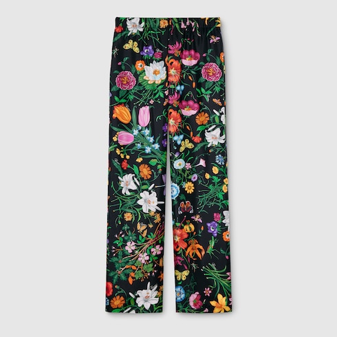 Pantalón de sarga de seda con estampado