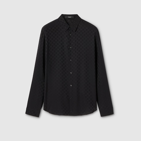 Camisa de jacquard de seda con GG