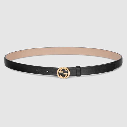 Thin belt with Interlocking G buckle