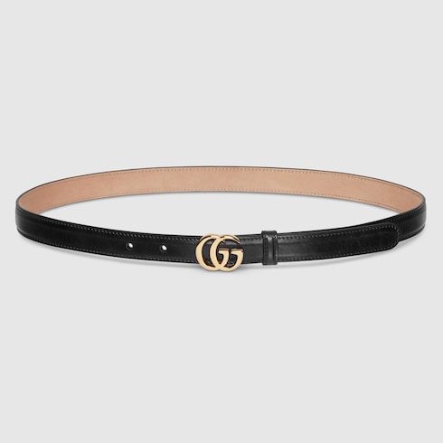 GG Marmont thin belt in black leather | GUCCI® US