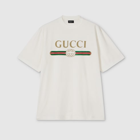 プリント シルクブレンドジャージー Tシャツ ・オフホワイト | GUCCI公式