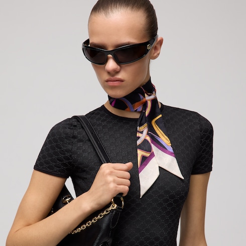 Ruban en jacquard de soie GG imprimé