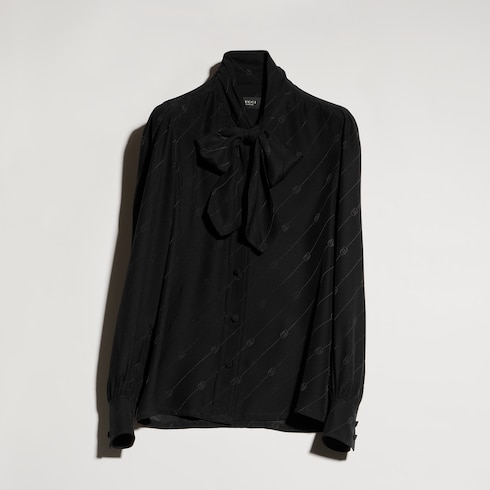 Camisa de crepé de seda con GG entrelazada