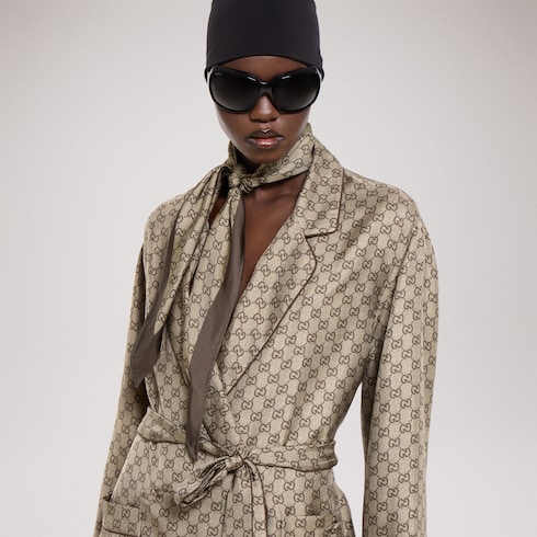 Printed silk twill diamond scarf