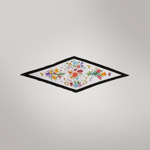 Printed silk twill diamond scarf