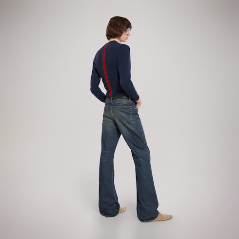 Pantalón de denim de algodón con Horsebit