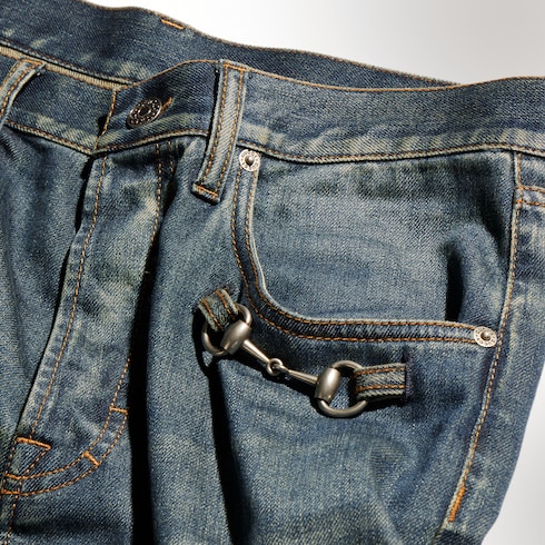 Pantalón de denim de algodón con Horsebit