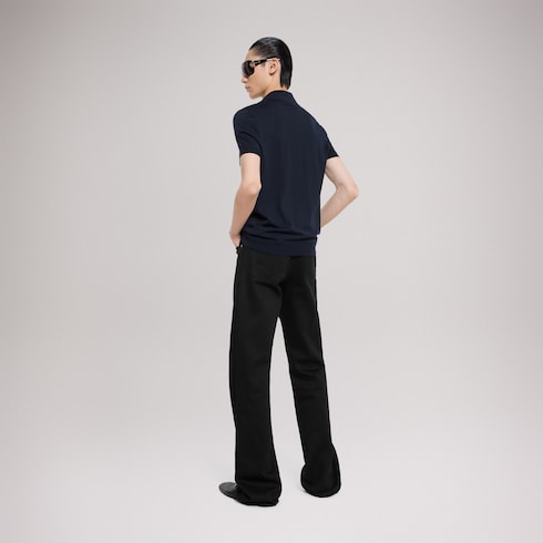 Knit wool polo shirt with embroidery
