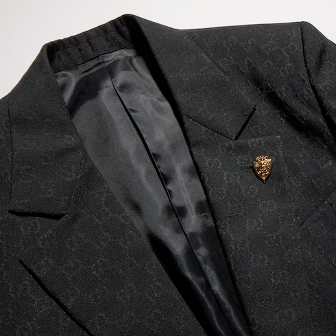 Chaqueta de lana con botonadura sencilla y GG