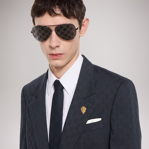 Single-breasted GG wool jacket