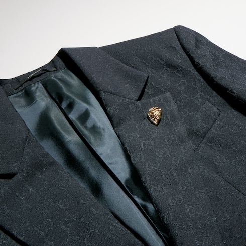 Chaqueta de lana con botonadura sencilla y GG
