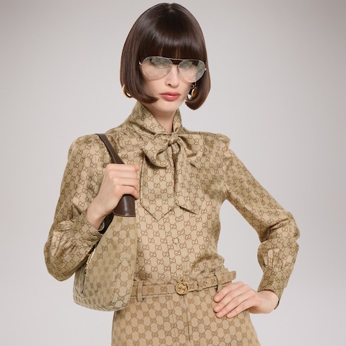 Ceinture fine avec boucle à détail GG enlacés