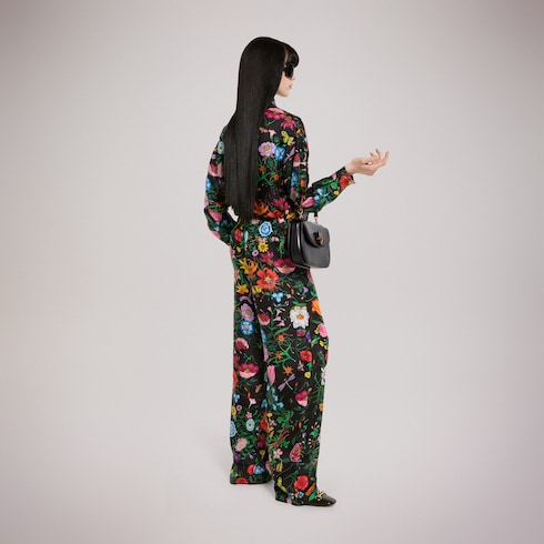Printed silk twill pants
