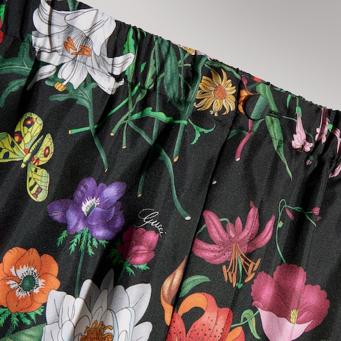 Printed silk twill pants