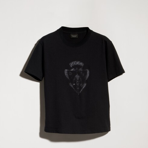 T-shirt en jersey de coton avec blason Gucci