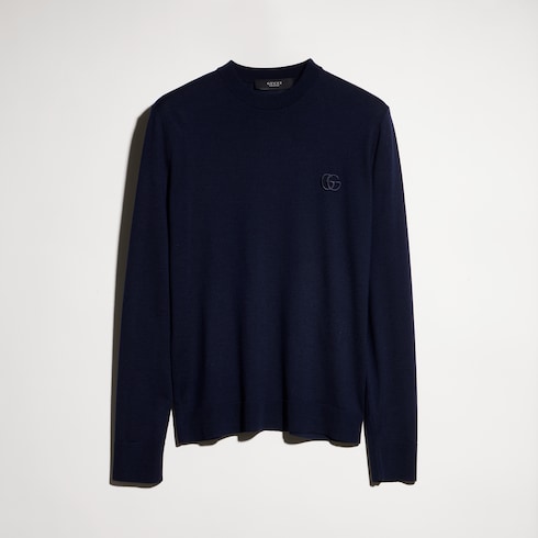 Knit wool sweater with embroidery