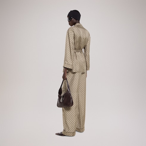 Printed silk twill leisure pants