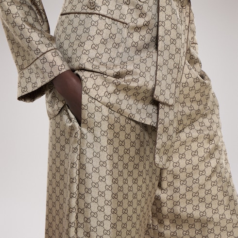 Pantalon décontracté en twill de soie imprimé